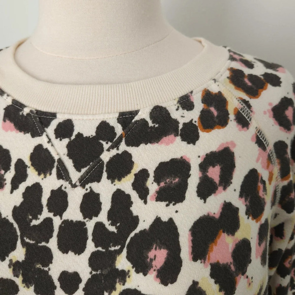 Mother Leopard Print Ivory Black Pink Sweatshirt Sweater Top - Picture 6 of 8